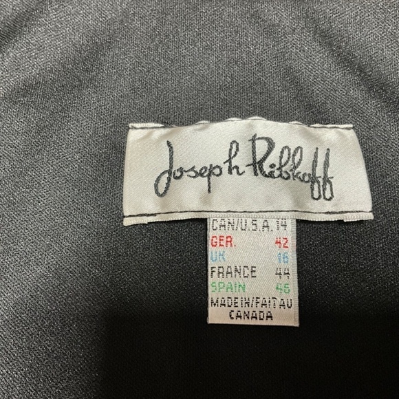 JOSEPH RIBKOFF Bubble Hem Empire Cut Square Neck Dress Black Patent Trim Sz 14 - Picture 6 of 13